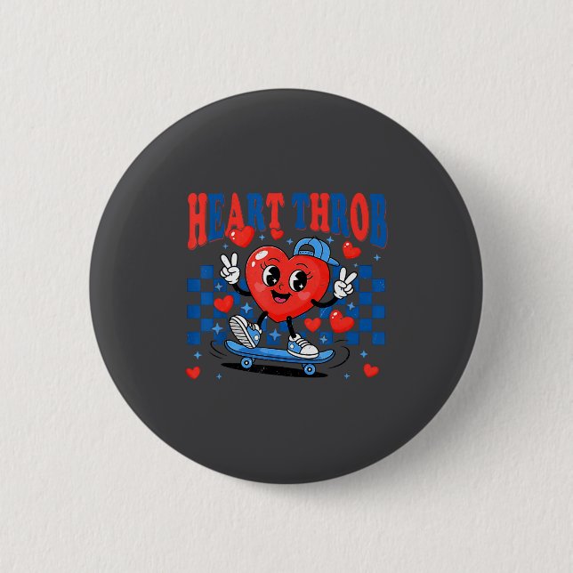 Retro Groovy Heart Throb Valentines Day Toddlers B Button (Front)