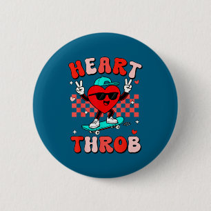 Retro Groovy Heart Throb Valentines Day Toddlers B Button