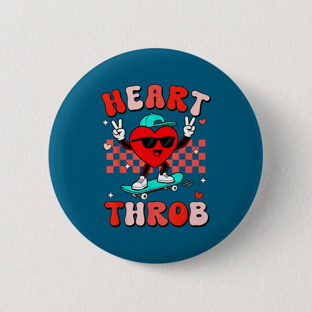Retro Groovy Heart Throb Valentines Day Toddlers B Button (Front)