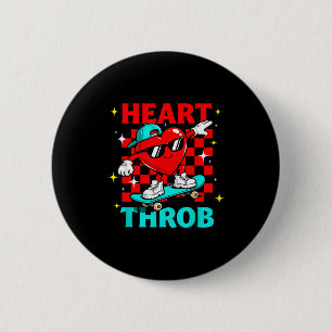 Retro Groovy Heart Throb Valentines Day Toddlers B Button