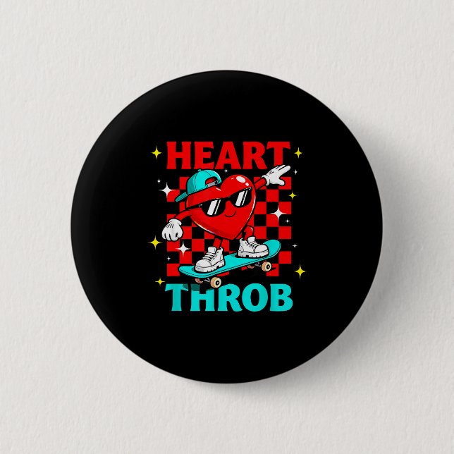 Retro Groovy Heart Throb Valentines Day Toddlers B Button (Front)