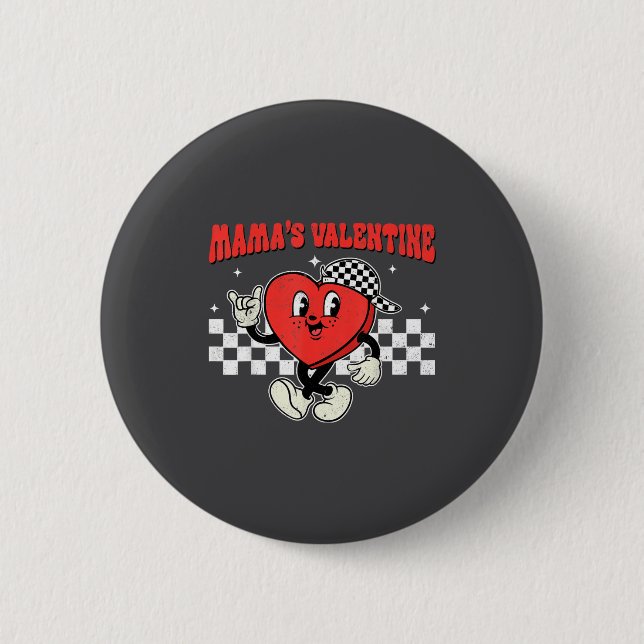 Retro Groovy Heart Throb Valentines Day Toddlers B Button (Front)