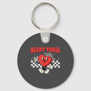Retro Groovy Heart Throb Valentines Day Toddlers B Keychain