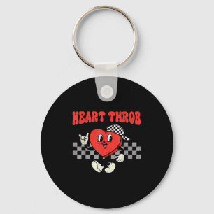 Retro Groovy Heart Throb Valentines Day Toddlers B Keychain