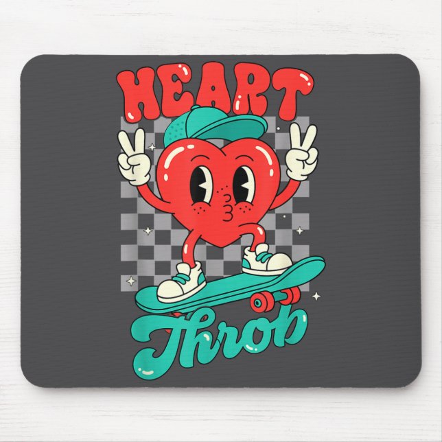 Retro Groovy Heart Throb Valentines Day Toddlers B Mouse Pad (Front)