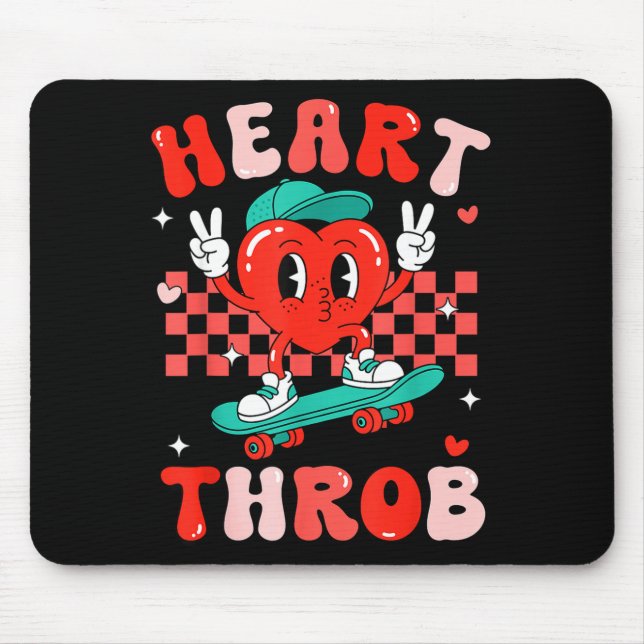Retro Groovy Heart Throb Valentines Day Toddlers B Mouse Pad (Front)