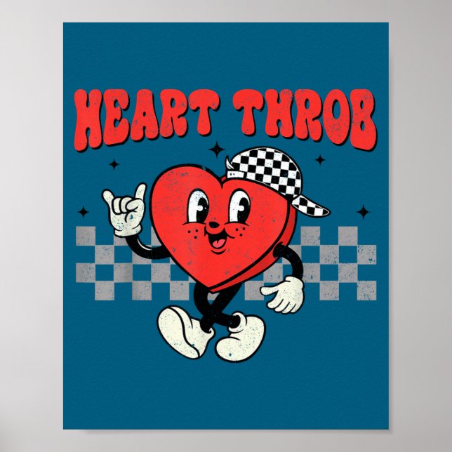 Retro Groovy Heart Throb Valentines Day Toddlers B Poster (Front)