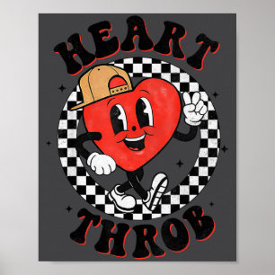 Retro Groovy Heart Throb Valentines Day Toddlers B Poster