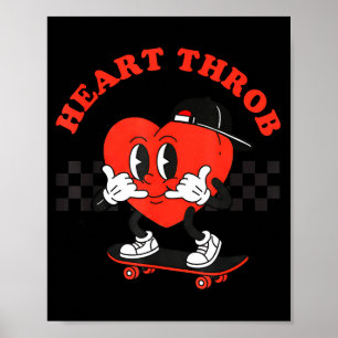 Retro Groovy Heart Throb Valentines Day Toddlers B Poster
