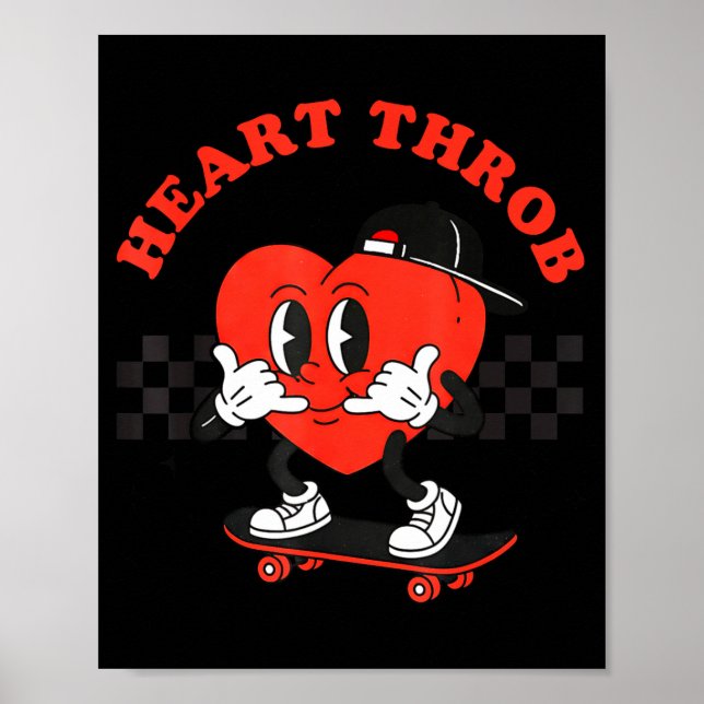 Retro Groovy Heart Throb Valentines Day Toddlers B Poster (Front)