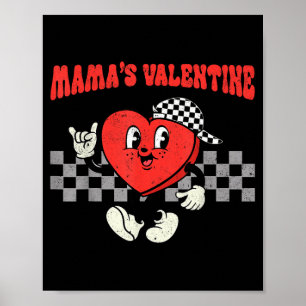 Retro Groovy Heart Throb Valentines Day Toddlers B Poster