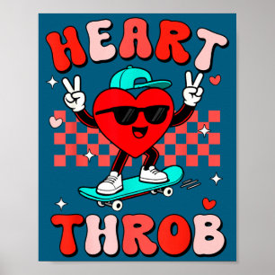 Retro Groovy Heart Throb Valentines Day Toddlers B Poster