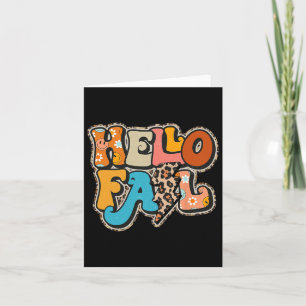 Retro Groovy Hello Fall Autumn Vibes Thanksgiving Card