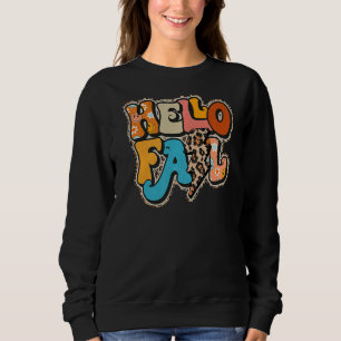 Retro Groovy Hello Fall Autumn Vibes Thanksgiving Sweatshirt