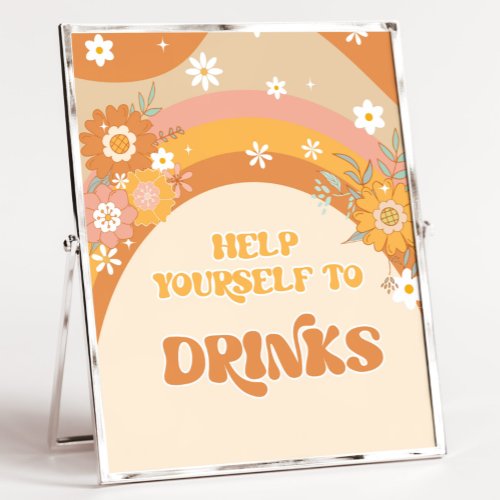 Retro groovy help yourself to drinks poster