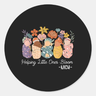 Retro Groovy Helping Little Ones Bloom Nicu Nurse Classic Round Sticker
