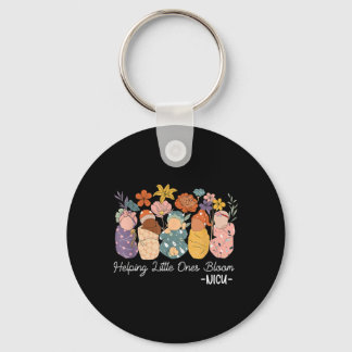 Retro Groovy Helping Little Ones Bloom Nicu Nurse Keychain