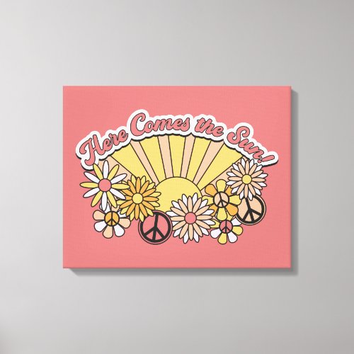 Retro Groovy  Here Comes the Sun Vintage Graphic Canvas Print