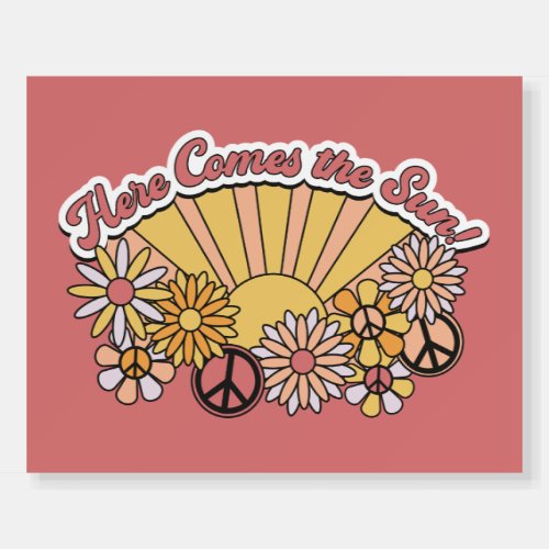 Retro Groovy  Here Comes the Sun Vintage Graphic Foam Board