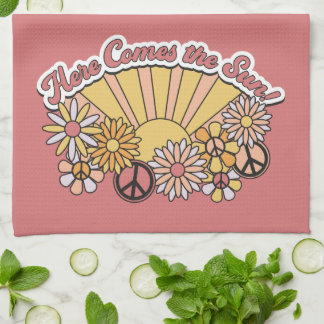 Retro Groovy | Here Comes the Sun Vintage Graphic Kitchen Towel