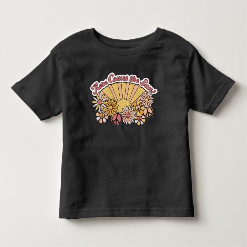 Retro Groovy  Here Comes the Sun Vintage Graphic Toddler T_shirt