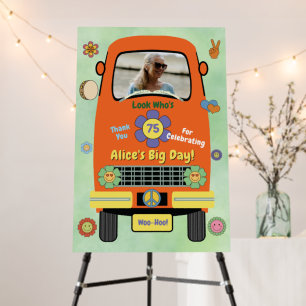 Retro Groovy Hippie Birthday Party Foam Board