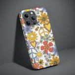 Retro Groovy Hippie Flowers Hearts Case-mate Iphone 14 Case at Zazzle