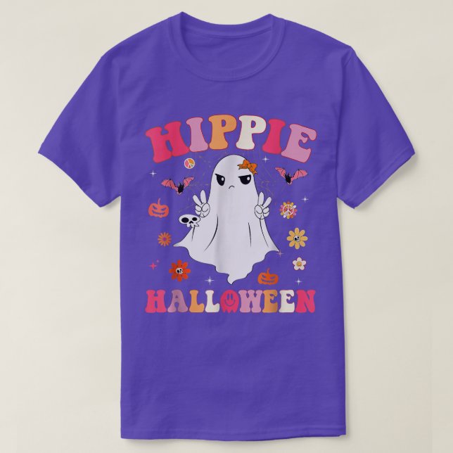 Retro Groovy Hippie Halloween Spooky Season Autumn T-Shirt (Design Front)