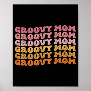 Retro groovy hippie mom matching family mother's poster