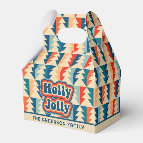 Retro Groovy Holly Jolly Geometric Christmas Trees Favor Boxes