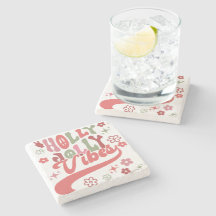 Retro Groovy Holly Jolly Vibes Holiday Photo