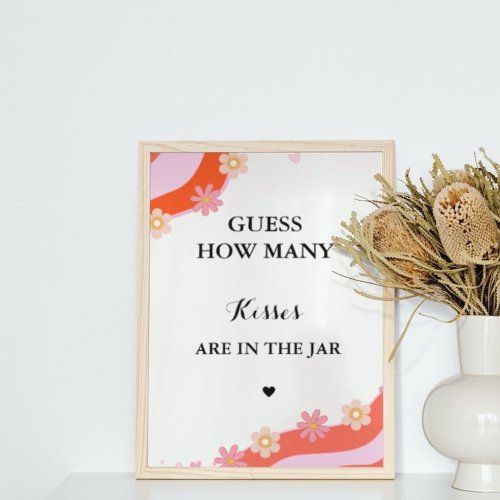 Retro Groovy how many kisses bridal shower game Poster