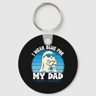 Retro Groovy I Wear Blue For My Dad Diabetes T1d A Keychain