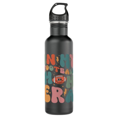 Retro Groovy In My Football Mom Era Mama Mothers G Stainless Steel Water Bottle