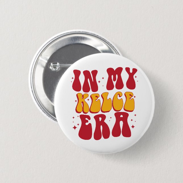 Retro Groovy In My Kelce Era  Button (Front & Back)