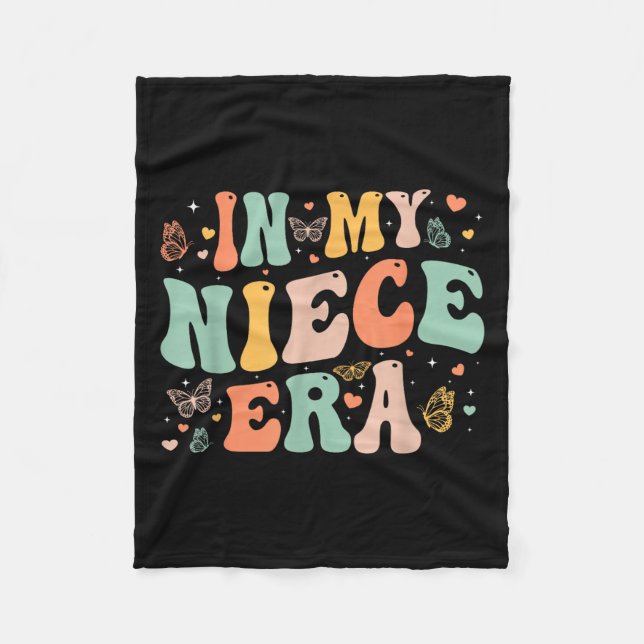 Retro Groovy In My Niece Era Mother's Day Kids Gir Fleece Blanket (Front)