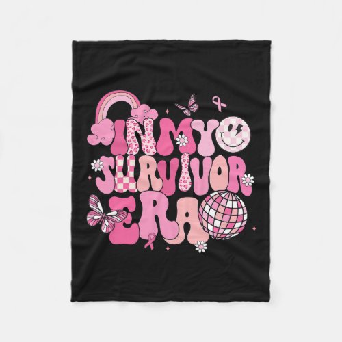 Retro Groovy In My Survivor Era Breast Cancer Awar Fleece Blanket