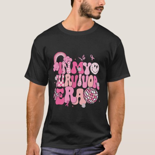 Retro Groovy In My Survivor Era Breast Cancer Awar T_Shirt