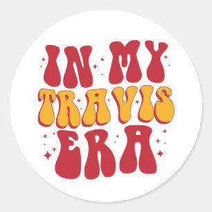 Retro Groovy In My Travis Era  Classic Round Sticker