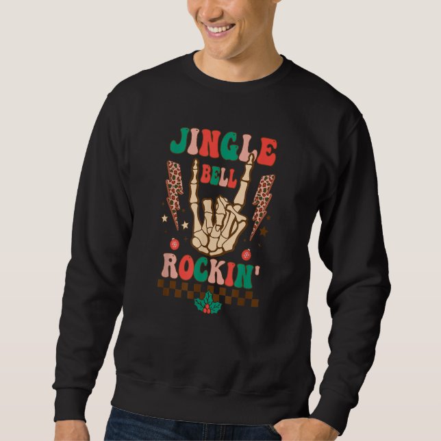 Retro Groovy Jingle Bell Rockin' Lightning Bolt Ro Sweatshirt (Front)