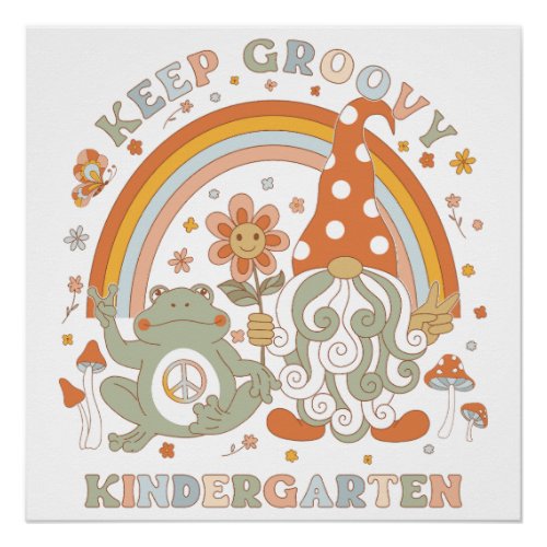Retro Groovy Kindergarten Teacher Back to School Poster