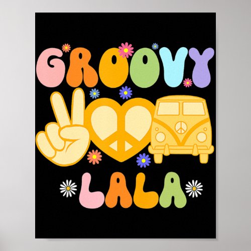 Retro Groovy Lala Grandma Hippie Family Matching M Poster