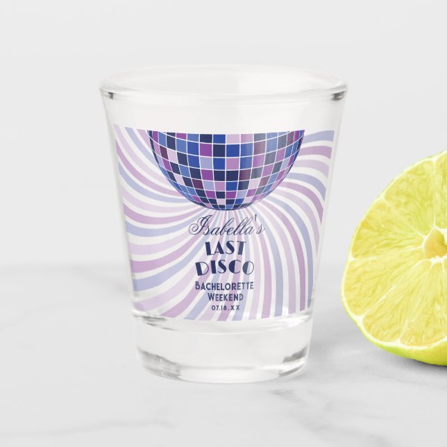 Retro Groovy Last Disco Bachelorette Weekend Favor Shot Glass (Front)