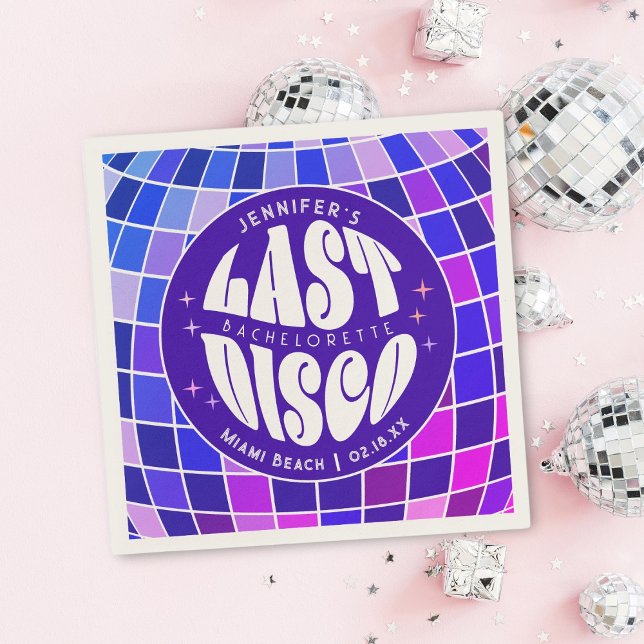 Retro Groovy Last Disco Bachelorette Weekend Party Napkins (Creator Uploaded)