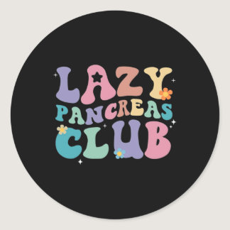 Retro Groovy Lazy Pancreas Club Type 1 Diabetes Aw Classic Round Sticker