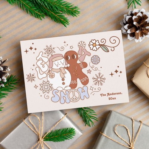 Retro Groovy Let it Snow Christmas Holiday Card