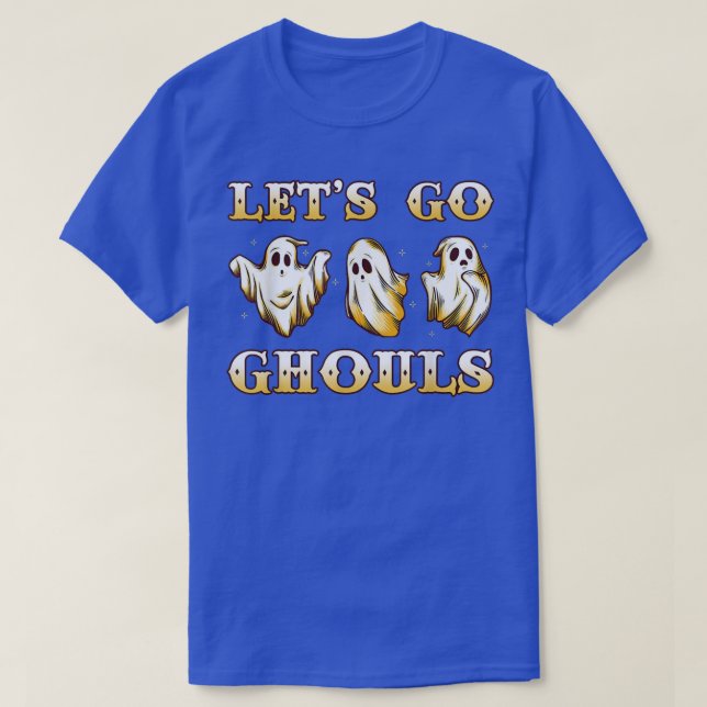 Retro Groovy Let's Go Ghouls Halloween Ghost Costu T-Shirt (Design Front)