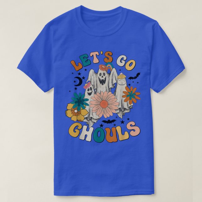 Retro Groovy Let's Go Ghouls Halloween Ghost Outfi T-Shirt (Design Front)