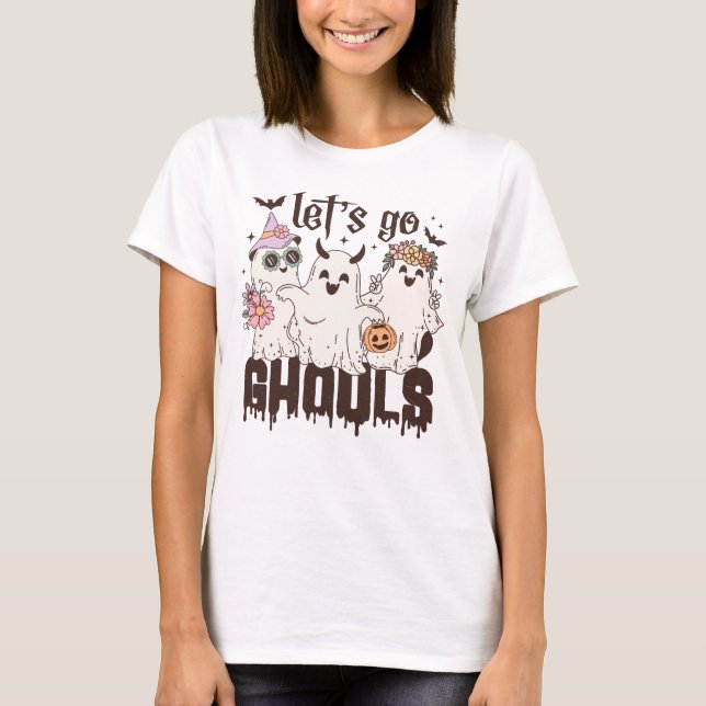 Retro Groovy Let's Go Ghouls Halloween T-shirts  (Front)