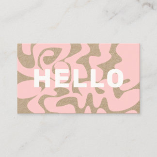 Retro Groovy Light Pink White Hello Kraft Business Card